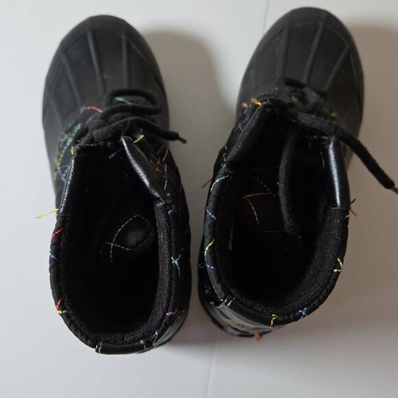 Sperry Topsider Girls Port Rainbow Quilted Duck Rain Boots Black Size 2M - Picture 4 of 8